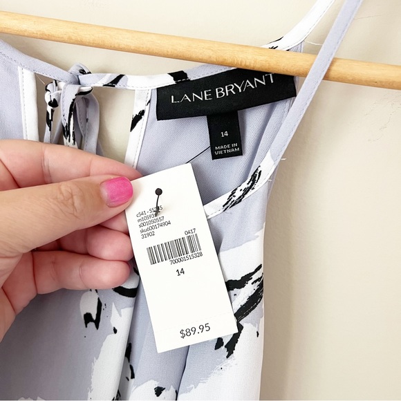 Lane Bryant Lilac Floral Bloom Chiffon Handkerchief Hem Midi Dress 14 Purple NWT - Picture 5 of 16